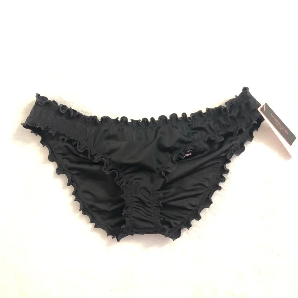 🖤5 for $20🖤 NEW Victoria’s Secret Swim Cinched Cheeky Bikini Bottoms in Black - Picture 2 of 15